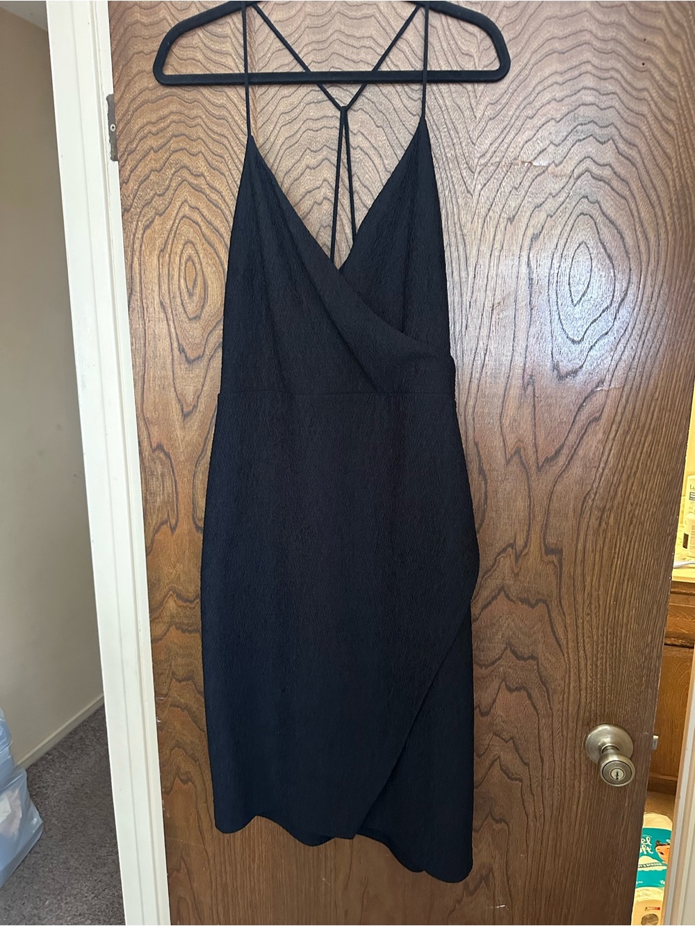 Express - Black Spaghetti-Strap Wrap Dress - size xl